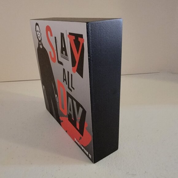 Michael Myers Slay All Day Halloween Block Decor New - Picture 3 of 4